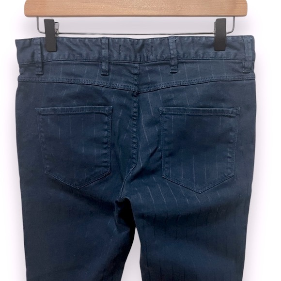 SANDRO Paris Pinstripe Denim 5 Pocket Jeans Dark Blue Size 40 FR Size 8 US - Picture 11 of 15